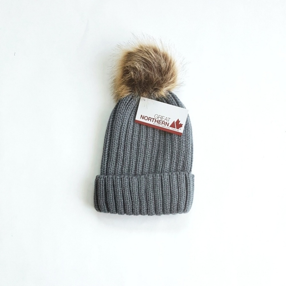 Faux Fur Pom Pom Beanie